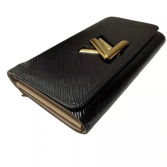 Authentic Louis Vuitton Twist Purse Epi Black Portefeuille Wallet With Box Chain - Picture 10 of 17